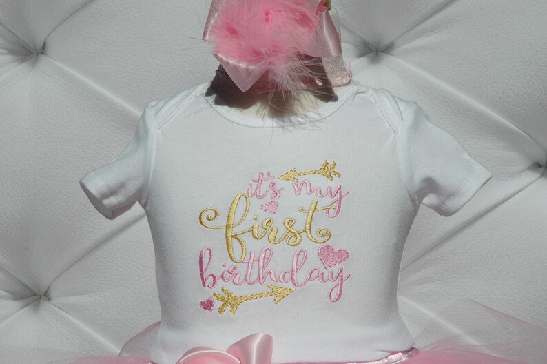 wild one birthday girl.It's my first birthday tutu outfit,cute 1st birthday,pink and gold,,first birthday princess dress,first birthday image 5