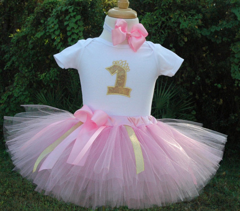 pink and gold,one year old,1st birthday girl outfit,tutu outfit,baby girl 1st birthday,3 piece set,personalized,handmade,first birthday tutu image 3