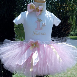 pink and gold first birthday tutu, 1st outfit,wild one birthday,onesie,birthday outfit,one year old,pink tutu,birthday tutu,Princess