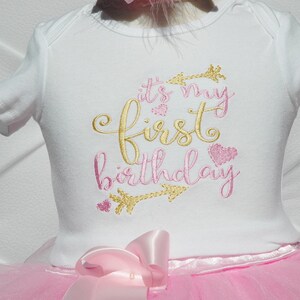 wild one birthday girl.It's my first birthday tutu outfit,cute 1st birthday,pink and gold,,first birthday princess dress,first birthday image 4