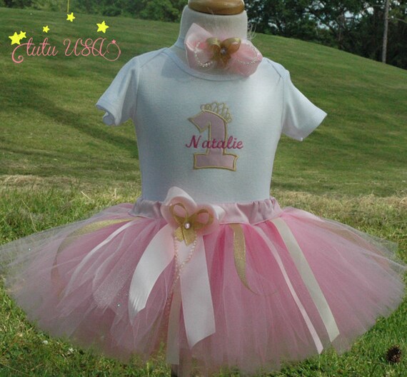 First Birthday Pink and Gold,1st Girl Outfit,number One Gold and