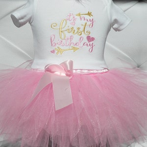 wild one birthday girl.It's my first birthday tutu outfit,cute 1st birthday,pink and gold,,first birthday princess dress,first birthday image 9