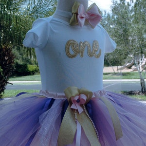 Pink and Gold Purple 1st Birthday Outfit, Girl 1st Birthday Tutu Outfit,baby girl 1st birthday outfit,birthday tutu,pink and gold tutu,girl image 9