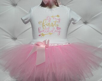 wild one birthday girl.It's my first birthday tutu outfit,cute 1st birthday,pink and gold,,first birthday princess dress,first birthday