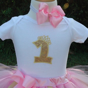 pink and gold,one year old,1st birthday girl outfit,tutu outfit,baby girl 1st birthday,3 piece set,personalized,handmade,first birthday tutu image 2