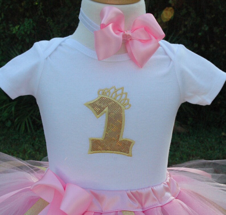 pink and gold,one year old,1st birthday girl outfit,tutu outfit,baby girl 1st birthday,3 piece set,personalized,handmade,first birthday tutu image 2