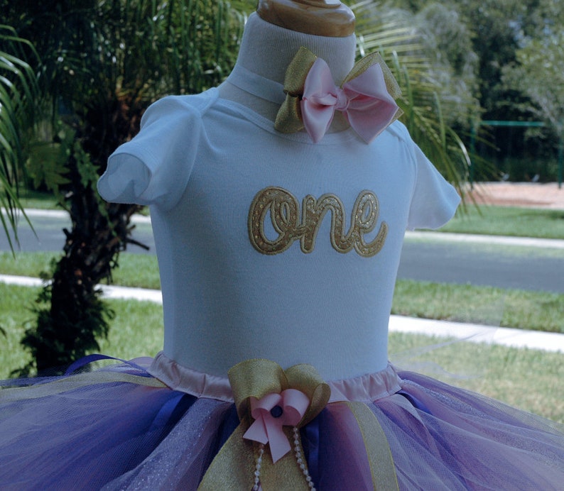 Pink and Gold Purple 1st Birthday Outfit, Girl 1st Birthday Tutu Outfit,baby girl 1st birthday outfit,birthday tutu,pink and gold tutu,girl image 2