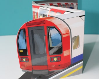 London Underground Train Greetings Card, Train Birthday Card, Father's Day Card
