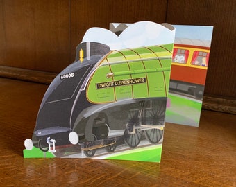 Dwight D. Eisenhower Steam Train Greetings Card: Class A4 Locomotive Birthday Card