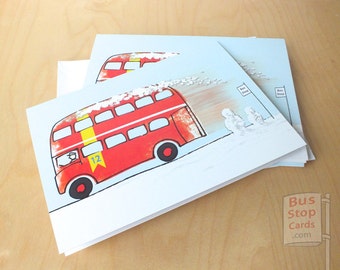 Routemaster London Bus Christmas Card: Illustrated Double Decker