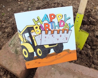 Digger Birthday Card: Illustrated Greetings Card