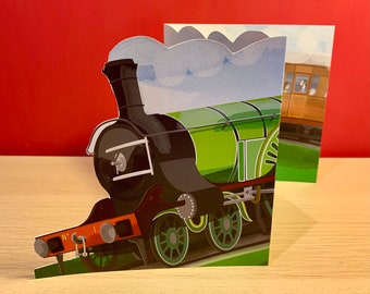 Stirling Single No.1 Steam Train Greetings Card, Train Father’s Day Card