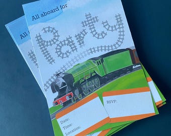 Flying Scotsman Locomotive Train Party Invite