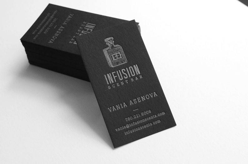 100 Custom Black Letterpress Business Cards Etsy