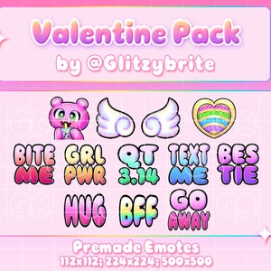 Valentine Emote Pack - Twitch Premade Affiliate Partner Streamer Discord Sticker