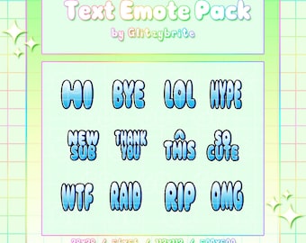 Blue Text Emote Pack - Twitch Premade Affiliate Partner Streamer Discord