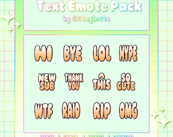 Orange Text Emote Pack - Twitch Premade Affiliate Partner Streamer Discord
