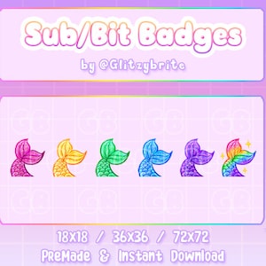 Mermaid Tails - Twitch Sub Bit Badges Premade