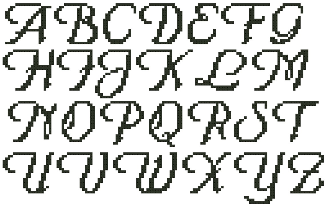 Cross Stitch Alphabet Pattern, Embroidery Pattern, 16 Stitches Tall
