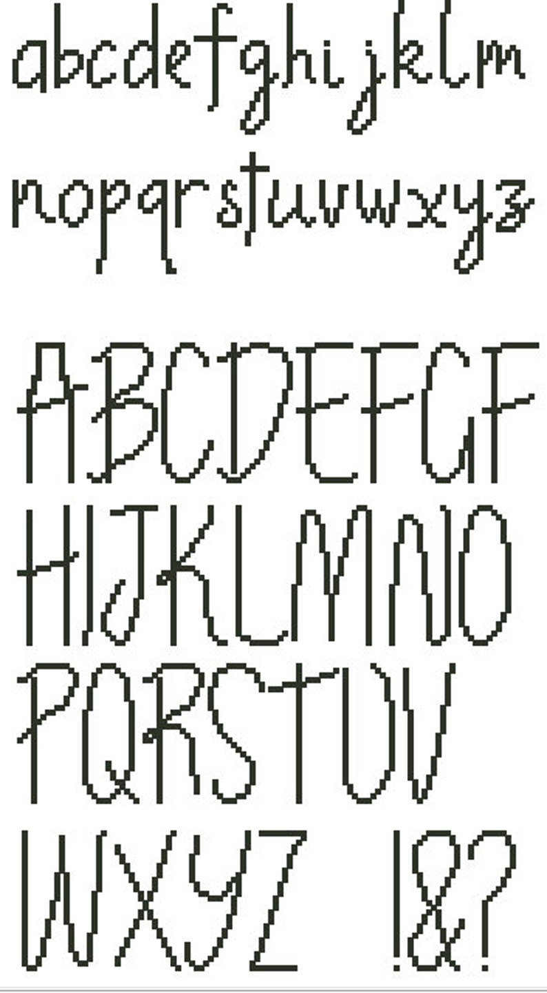 Cross stitch alphabet pattern, embroidery pattern, 30 stitches tall, Pdf PATTERN ONLY Alph_CS30 image 2