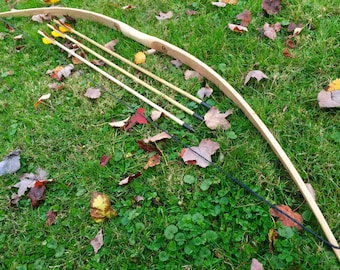 64" Bow & Arrow Combo - Longbow + 3 Arrows