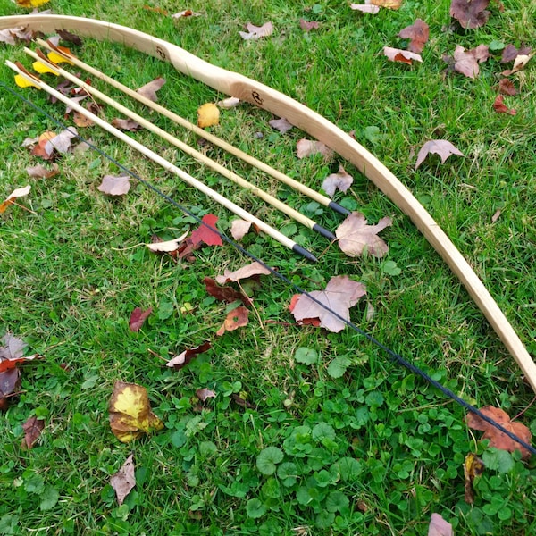 64" Bow & Arrow Combo - Longbow + 3 Arrows