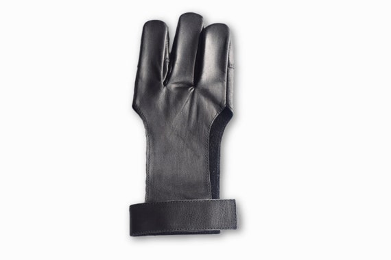 Black Archery Protector Glove 3 Fingers Pull Bow Arrow Shooting Gloves Gear