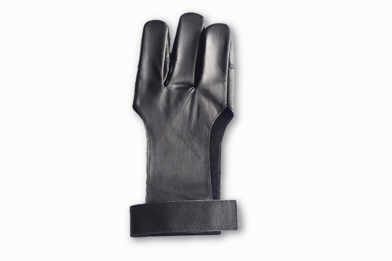 Black Leather Shooting Glove Archery Bow Finger Protection Etsy