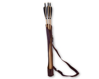 Brown Side Draw Leather Quiver - Reverse Draw Quiver