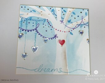 Blue Tree Painting - Dream Tree Painting - Blossom Tree Art - Tree Art - Dream Art - Follow Your Dreams