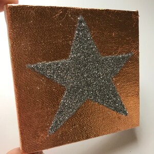 Silver glitter star canvas, Star Canvas, Twinkle Twinkle Little Star, Star canvas, Star glitter canvas, Star Canvas art, Silver star art image 2