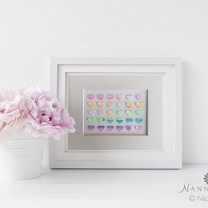 Heart Collage, Rainbow Heart Collage, Rainbow Heart Painting, Rainbow Art, Nursery Art, Collage made out of Hearts, Rainbow Painting