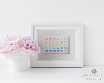 Heart Collage, Rainbow Heart Collage, Rainbow Heart Painting, Rainbow Art, Nursery Art, Collage made out of Hearts, Rainbow Painting