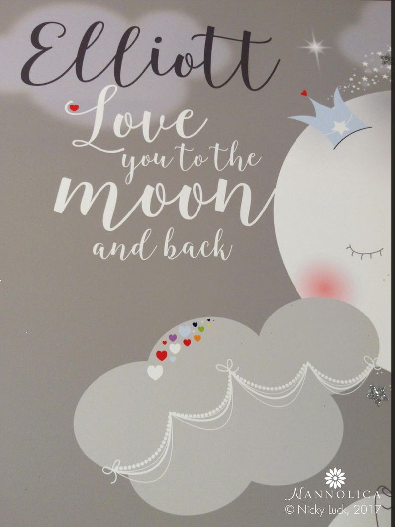 Love you to the Moon and Back Nursery Art, Moon and Stars Nursery Print, Twinkle Stars print, Moon and Stars Personalised Art, Grey nursery image 4