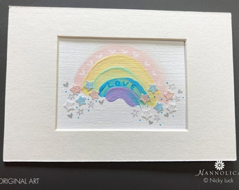 Pastel Rainbow Art, Pastel Rainbow Decor, Rainbow Nursery Painting, Pastel Rainbow Art