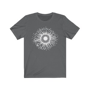 Sunflower T Shirt with Stars, Follow the Sun Motivational T Shirt, Wildflower Gardener T Shirt, Sunflower Floral Tee, Flower T Shirt Asphalt