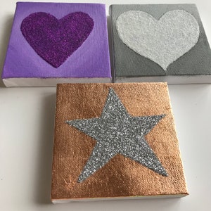 Silver glitter star canvas, Star Canvas, Twinkle Twinkle Little Star, Star canvas, Star glitter canvas, Star Canvas art, Silver star art image 6