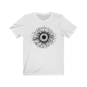 Sunflower T Shirt with Stars, Follow the Sun Motivational T Shirt, Wildflower Gardener T Shirt, Sunflower Floral Tee, Flower T Shirt White