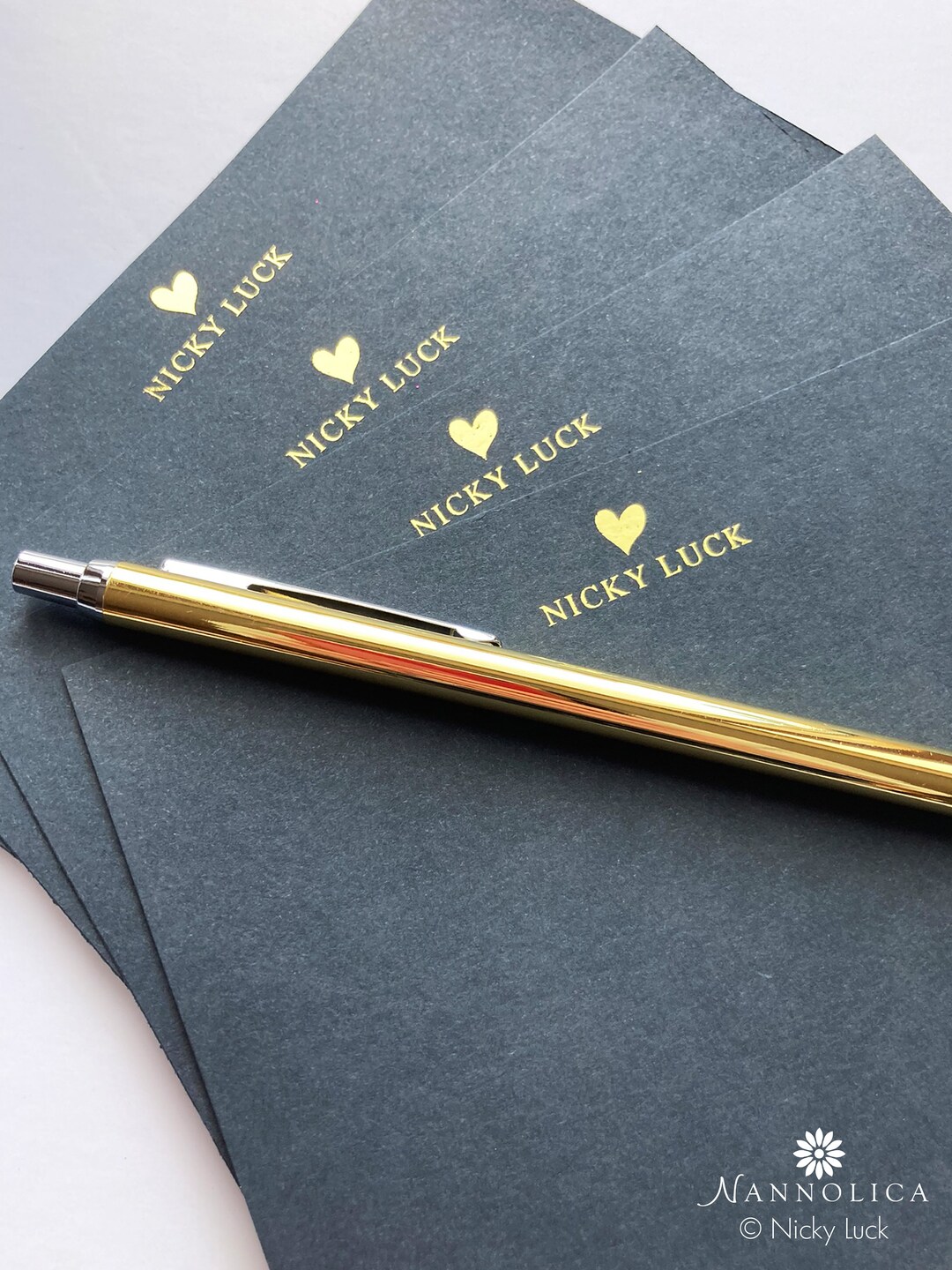 Personalised Gold Note Cards, Gold Foil Notecard Set, Monogram