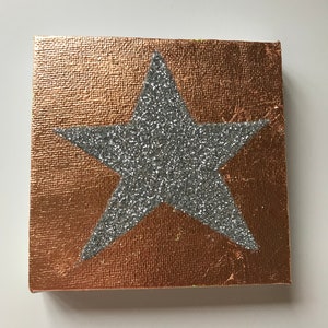 Silver glitter star canvas, Star Canvas, Twinkle Twinkle Little Star, Star canvas, Star glitter canvas, Star Canvas art, Silver star art image 1