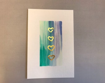 Heart painting, Gold and Blue heart painting, Heart Art, Heart Wall Art, Heart decoration, Blue and Gold decor, Valentines gift