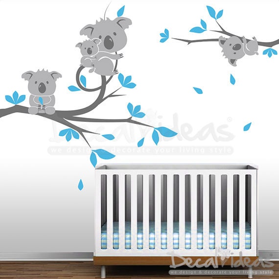 Koala Nursery Wall Decal Koala Wall Decal Koala Tree Wall Etsy