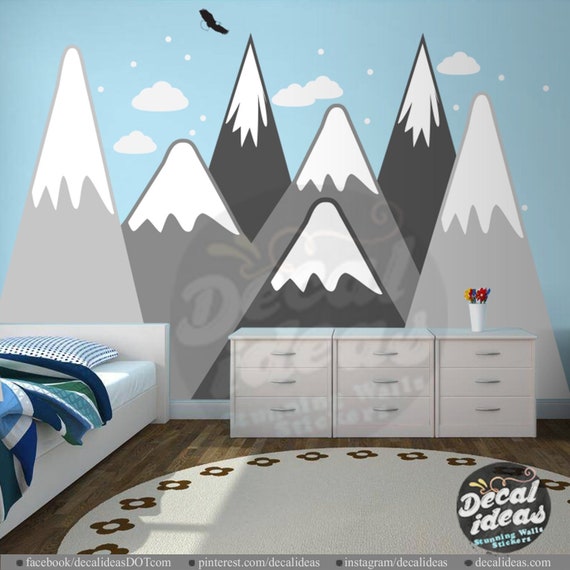 Mountains Wall Decal Boys Room Decor Nursery Decals Custom Kids Stickers Baby Boy For