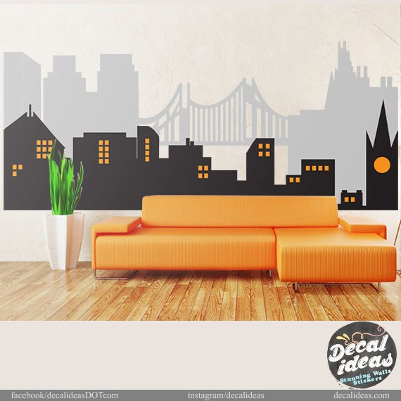 city skyline superhero wall mural city skyline wall decal etsy