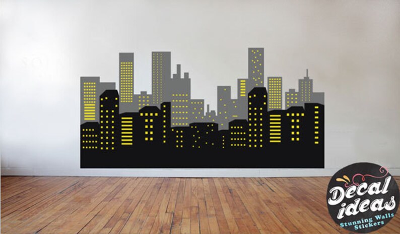 Batman Skyline Decal Wall Stickers Gotham City Decals Nursery Superhero