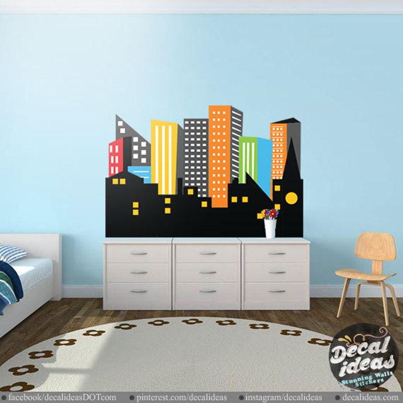 Gotham City Wall Decal Skyline Superhero Batman Printed Sticker Ets50047 - Skyline Wall Decal Gotham City Wall Decal Skyline Superhero Batman Printed Sticker Ets50047 - Skyline Wall Decal