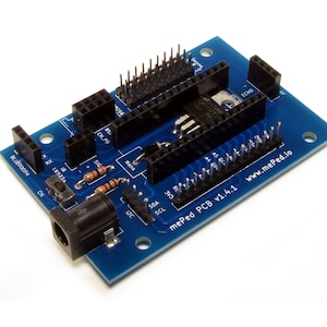 mePed Quadruped Robot PCB - for Arduino Nano, WiFi, Bluetooth, Ultrasonic, & IR