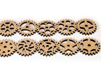 Laser Cut Unfinished Wood Steampunk Gear Shapes Craft Suppies