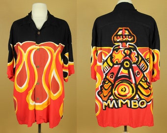 RARE MAMBO Loud Shirt 90s Mambo Shirt FLAMES Shirt Motorcycle Shirt Australian Surf Shirt Aussie Shirt Robin Williams