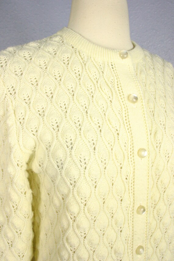 Vintage 1960s Cardigan 60s Open Knit MOD Sweater … - image 8